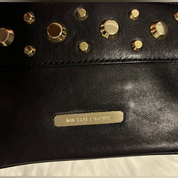 Michael Kors Black Clutch with Gold Accents - Picture 2 of 6